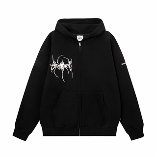 Fashion Music Hip pop Popular Culture Spider Black Men's Zippered Hoodies
